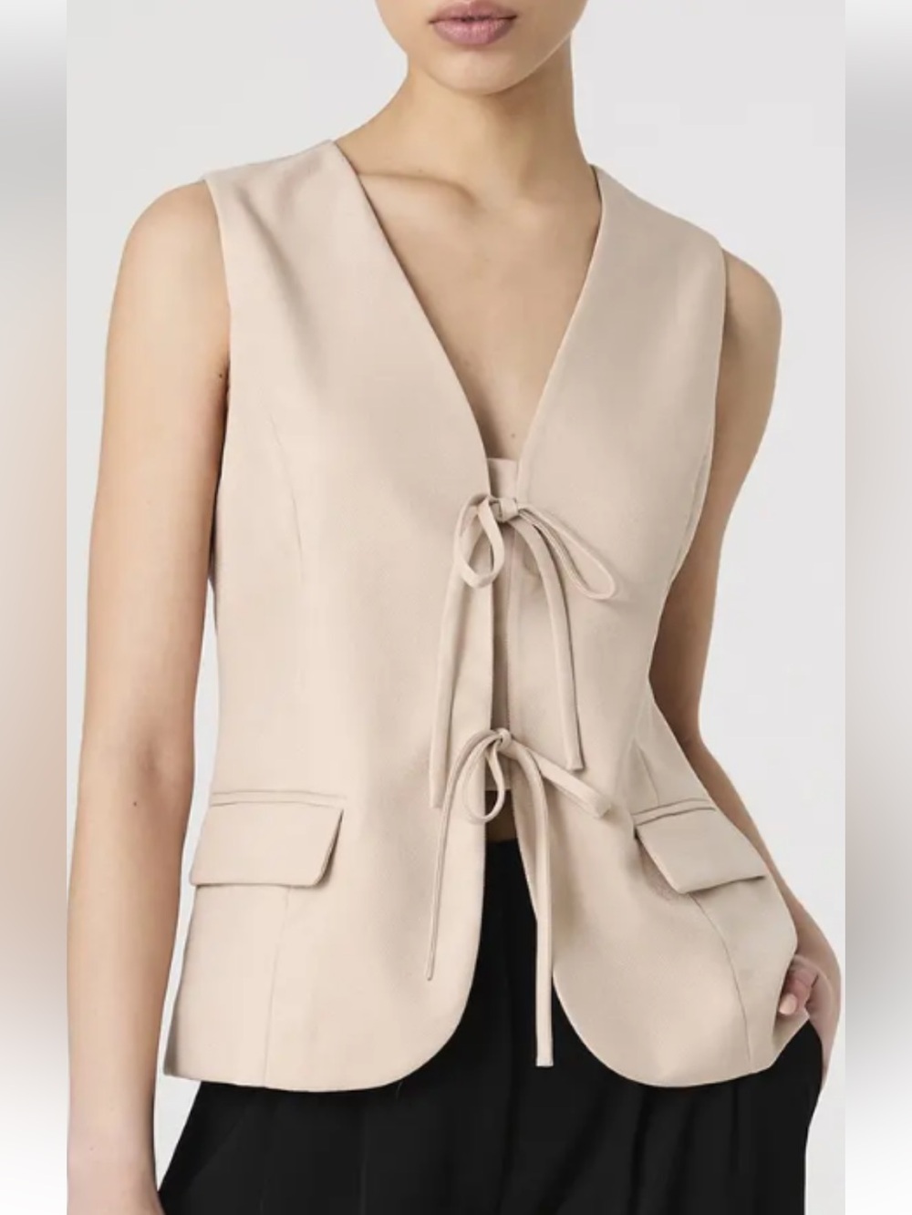 French Connection Cream Tie-Front Sleeveless Vest